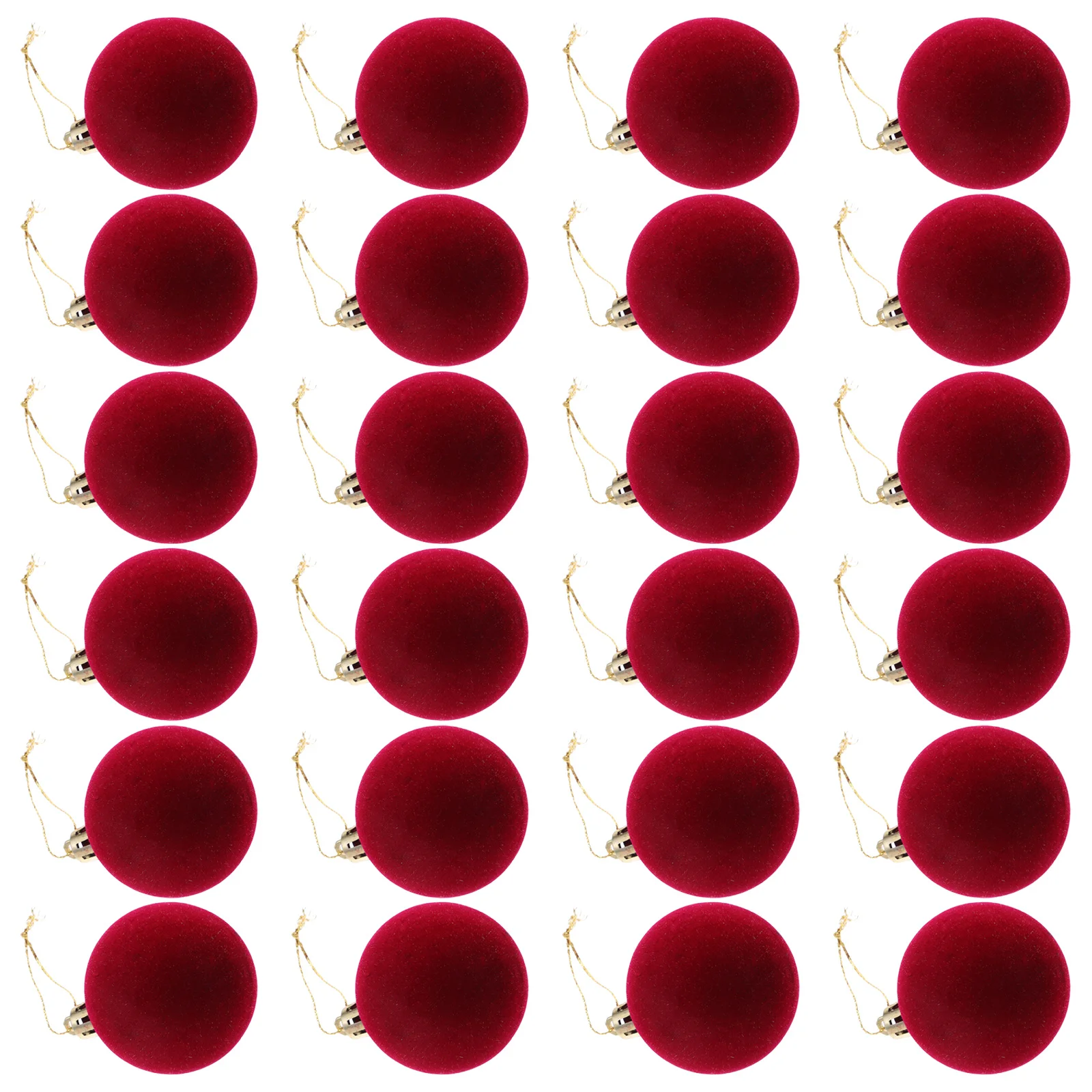 

24pcs Flocked Decorative Balls Dark Red Christmas Hanging Ornaments Holiday Party Home Decor Valentines Day Tree Decoration