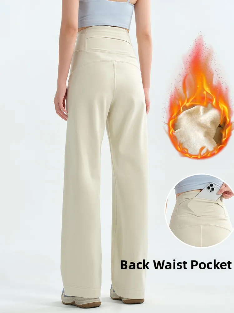 Damskie spodnie z arkskinu, z wysokim stanem, do jogi, proste nogawki, ocieplane, jesienno-zimowe, sportowe, modelujące pośladki.