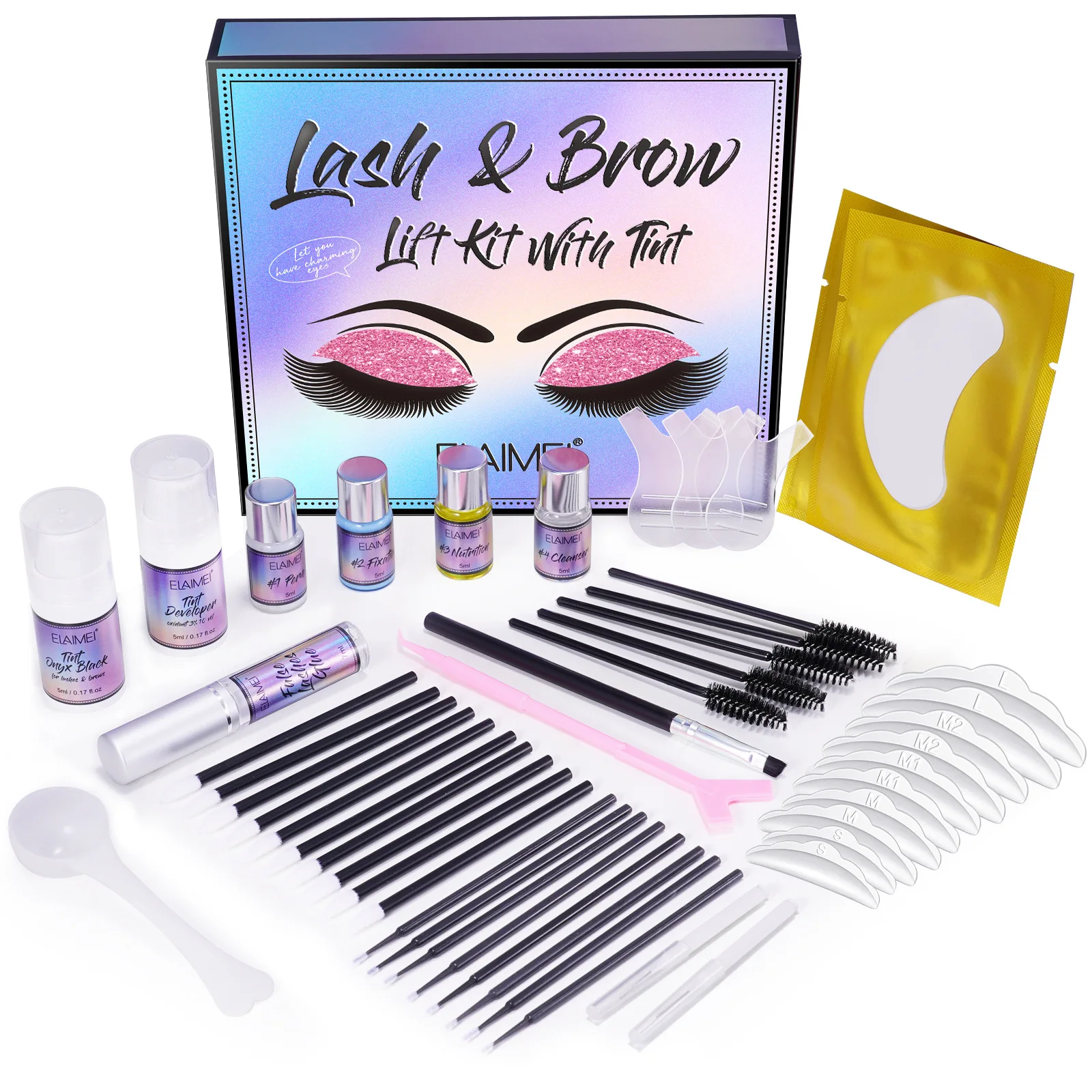 Lash and Brow Lift Kit With Tint Curling Eyelash Perm Kit Suitable for Salon & Home Use Makeup Tool Set