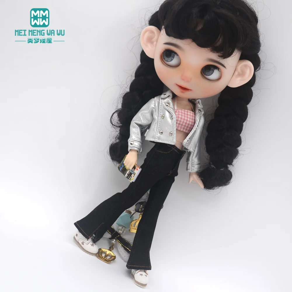 Blyth jaqueta de couro para bonecas, roupa de boneca da moda para 28-30cm, azone be 24 acessórios, brinquedo de presente para meninas