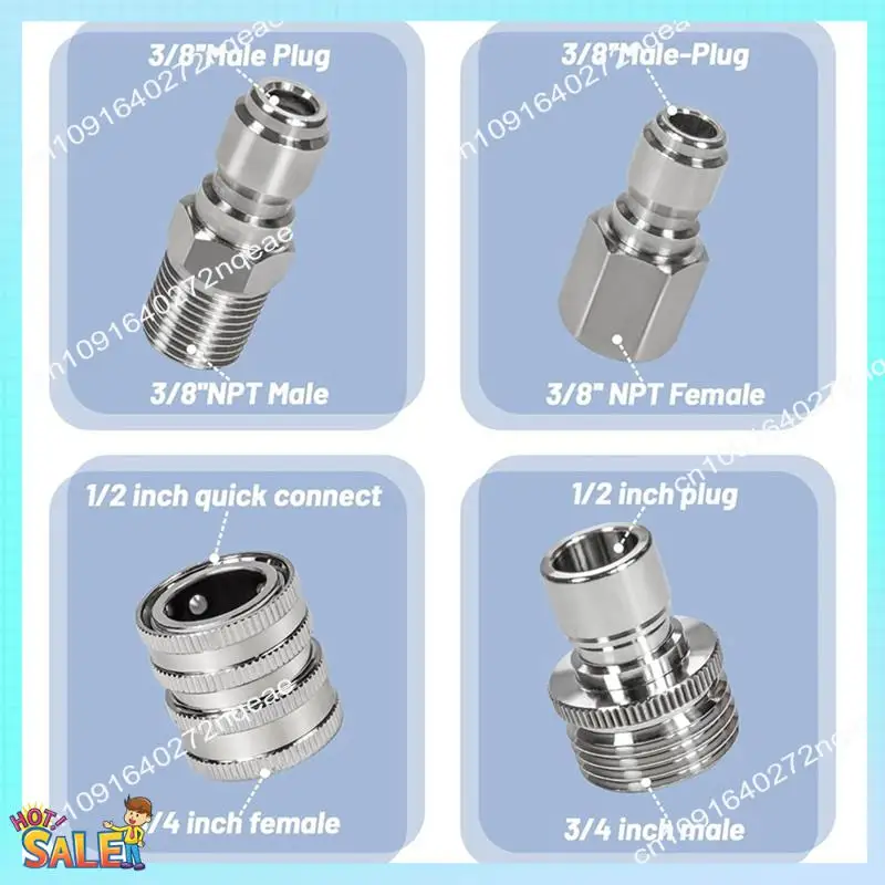 N08R 10Pack Pressure Washer Quick Connect Fittings, M22-14Mm Swivel To 3/8Inch Quick Connect Kit Easy Install Easy To Use