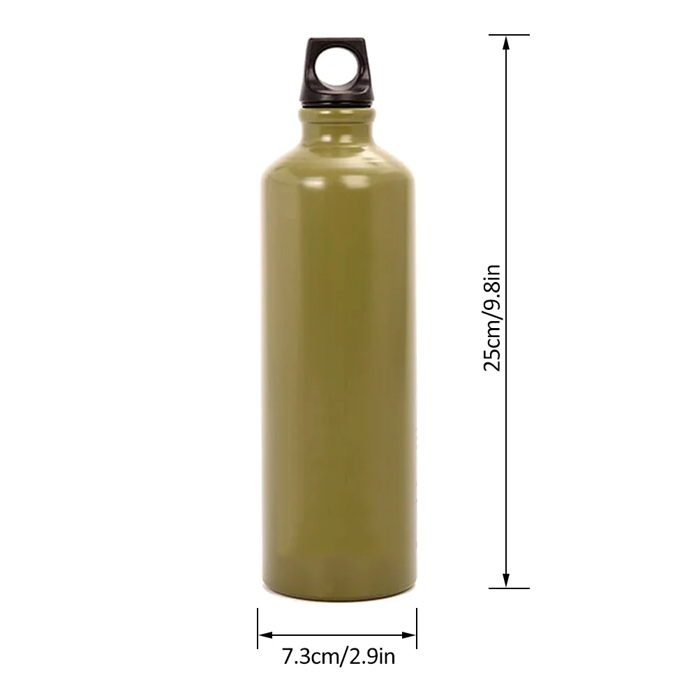 750ml Aluminum Oil Fuel Bottle Outdoor Camping Petrol Keresene Gas Tank Storage Bottle Attachable to Backpack Portable Fuel Tank