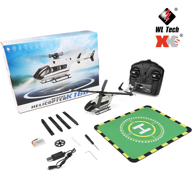 Wltoys K160 Rc Helicopter 2.4G 4 Channel 6-Axis Gyro Brushless Motor Remote Control Airplane EC-145 Simulation Aircraft Toys