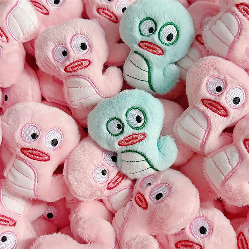 Cute Green And Pink Big-eyed Snake Plush Animal Dolls Toy Handmade DIY Excipients Bag Hat Shoes Socks Accessories Birthday Gifts