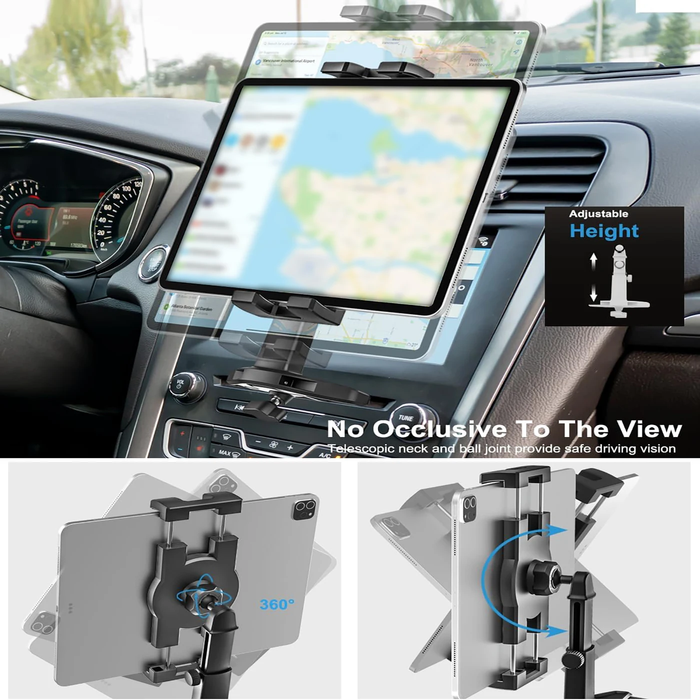 Car CD Slot Tablet Phone Holder  Navigation Answer No Head Car CD Tray Mount for iPad for 4-13 inch Devices