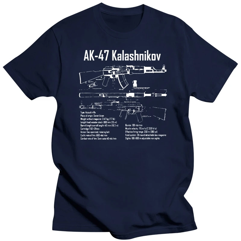 Men'S T-Shirt 2018 Newest AK-47 Kalashnikov Blueprint USSR Russia Russland Soviet Union T-Shirt tee shirt design