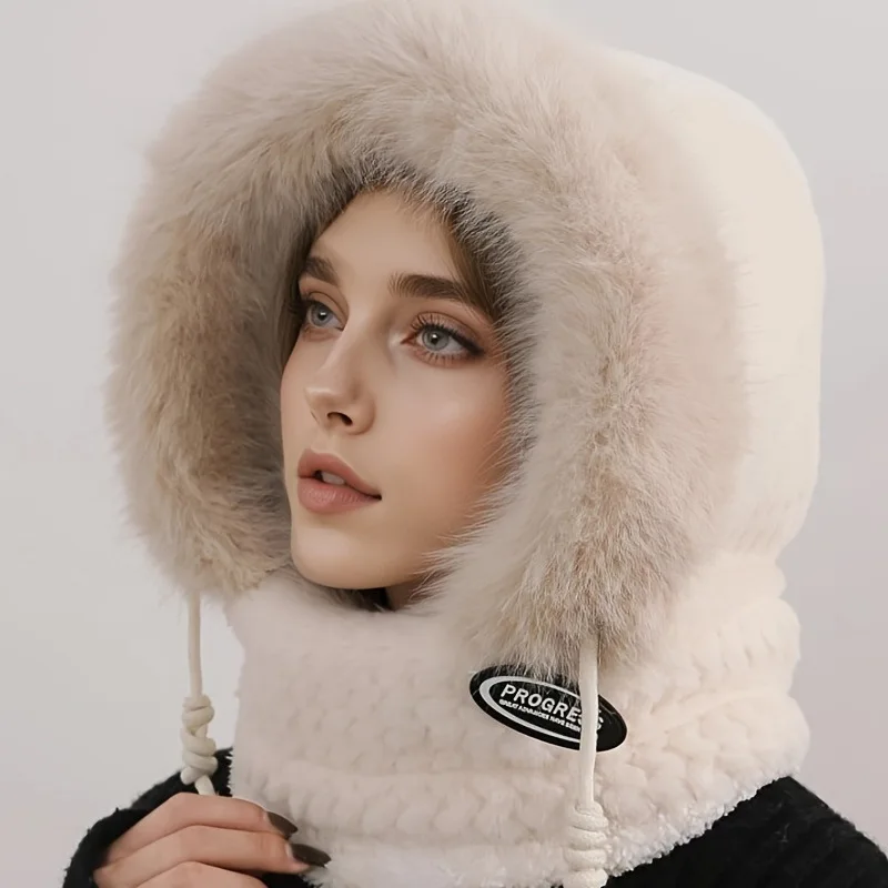 مجموعة وجه Lei Feng مقاومة للرياح سميكة باللون الأسود/الأبيض من الفرو الصناعي غير مضمونة - قناع ركوب الدراجات المقاوم للبرد #3