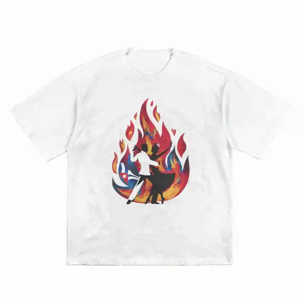 Salsa Cubana Fiery Dance Art Short Sleeve Tee 100% Cotton T-Shirt