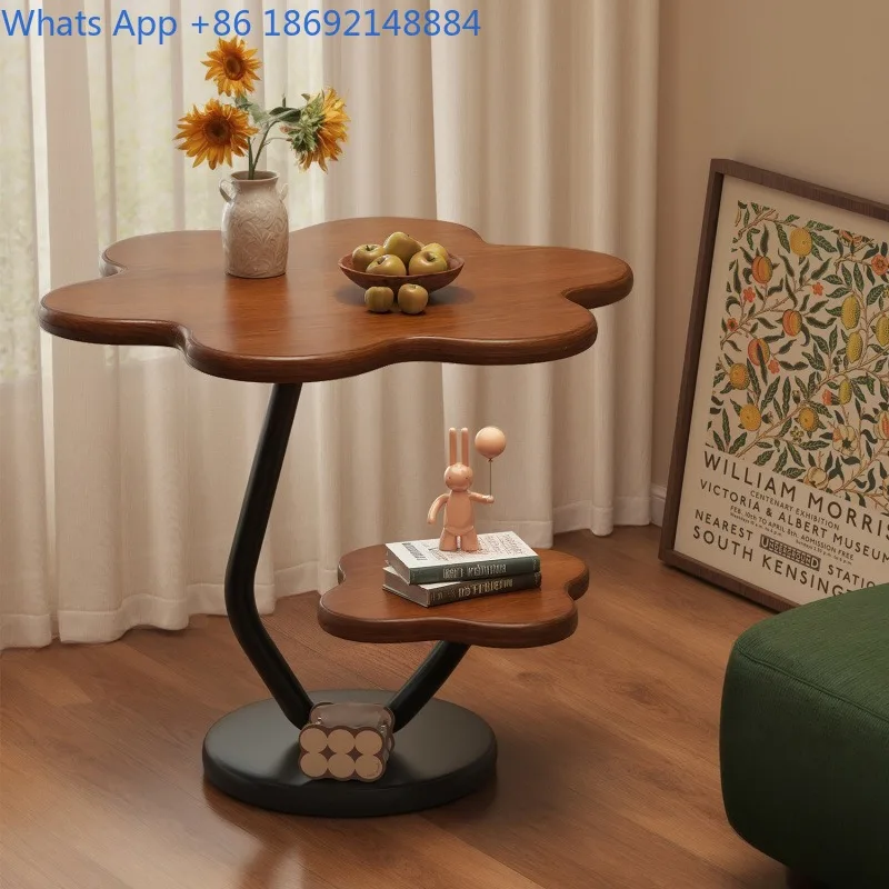 

Vintage Style Sofa Side Table for Home Living Room Small Coffee Table Balcony Small Round Table