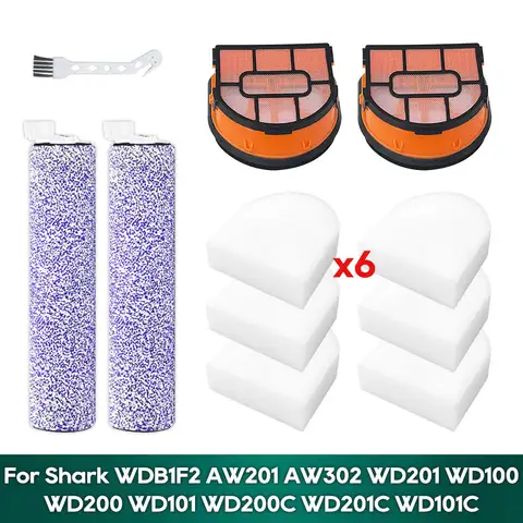 Shark WD201/ WD201C / WD100 / WD101 / WD200 / AW201 / AW302 HydroVac 진공 액세서리 롤러 브러시 필터와 호환 가능