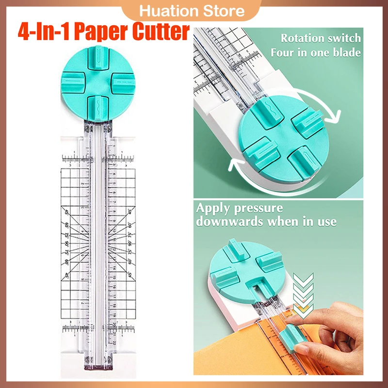 4 In 1 Paper Cutter Multi-Functional Paper Cutter Creasing Machine Curved/Straight Handbook Making Photos Sliding Cutting Tools 