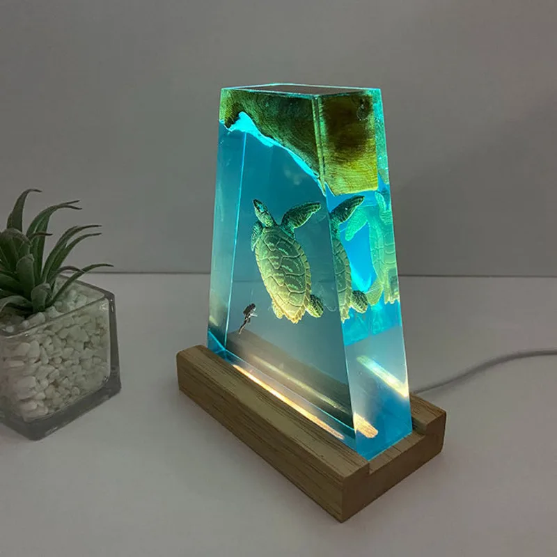 Pequeña decoración de resina hecha a mano, tortuga, océano, nicho, decoración del hogar de alta gama, producto terminado, luz nocturna, regalo para amigos y familiares