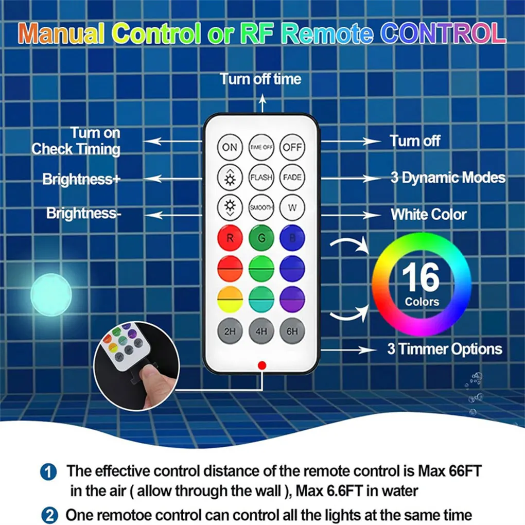 Colorful Diving Light Remote Control For Pool Changes And Rechargeable LED Light Magnetic Light For Fancy and 1