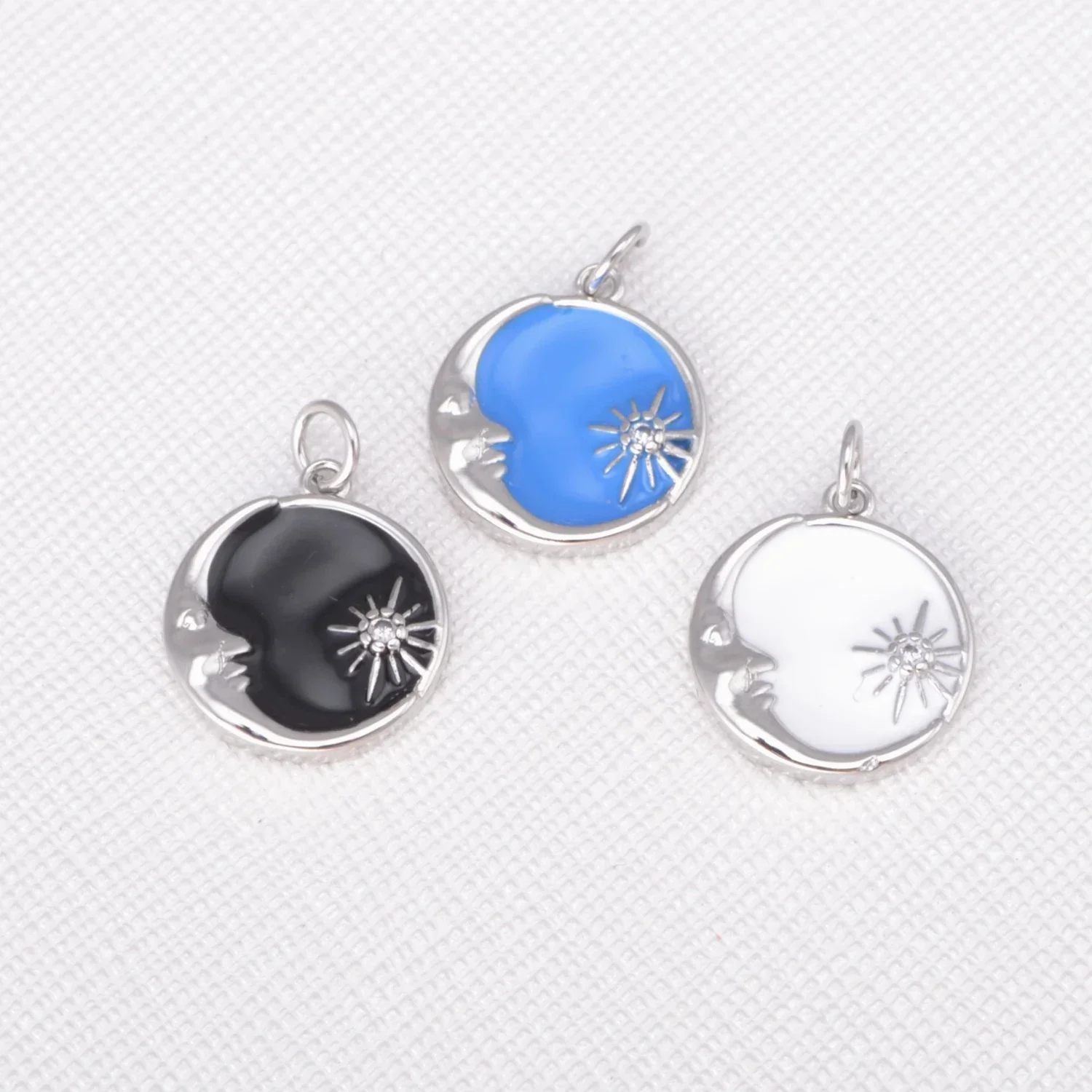 Enamel Process Pendants for Women Moon Sun God Charms Cubic Pendant Barss Decoration DIY Jewelry Necklace Earrings Accessories