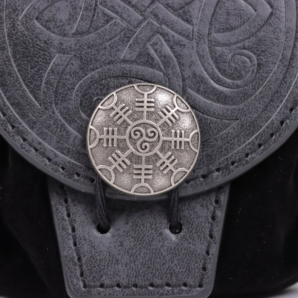 حقيبة خصر على طراز فارس العصور الوسطى الفايكنج من الجلد الصناعي، مستلزمات حفلات LARP، لهجة أداء المسرح، محفظة عتيقة صفر