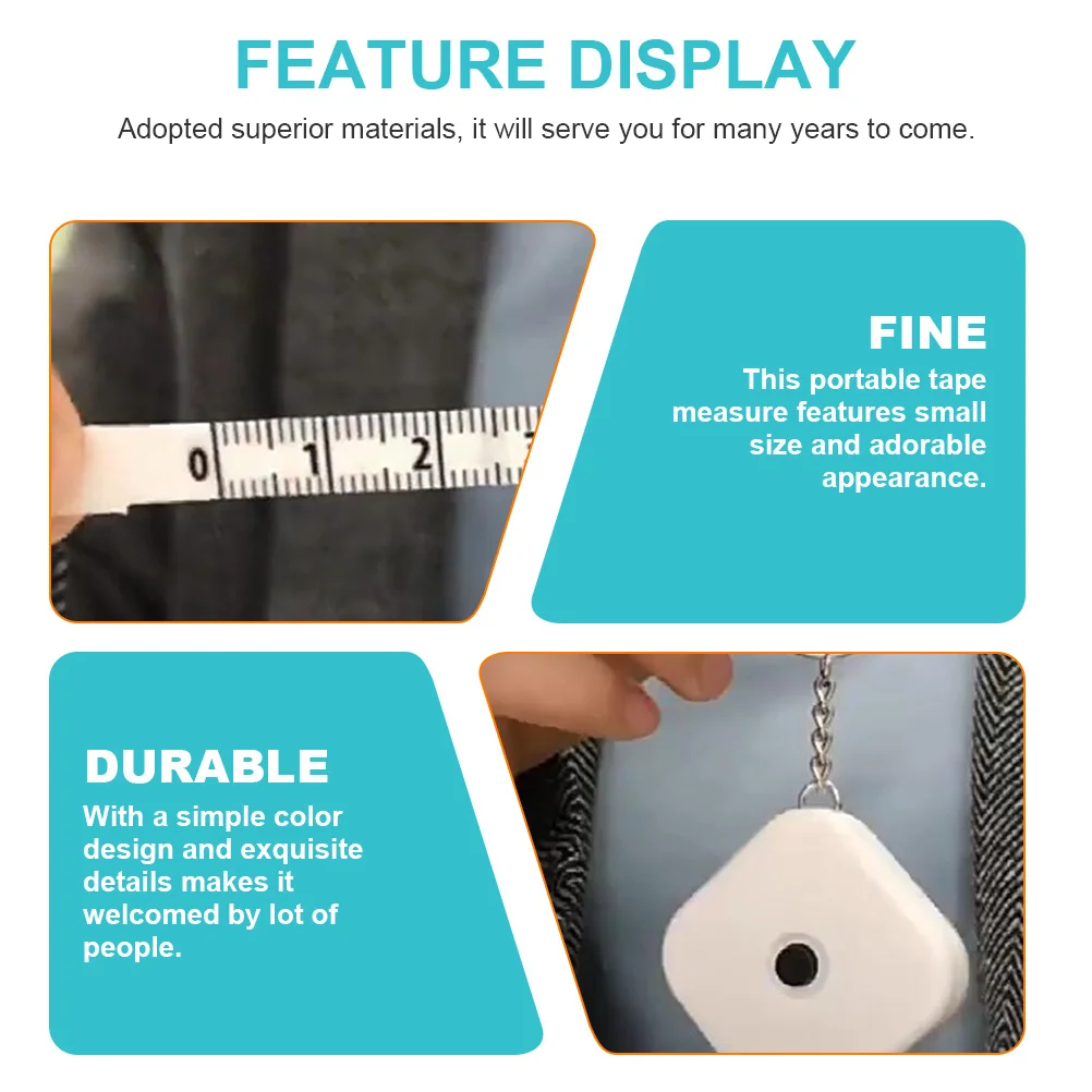 

3Pcs Portable Retractable Square Tape Measure Mini Measuring Tape for Body Clothes Fitness Flexible Durable Measuring Tool