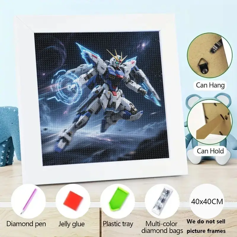 

1 шт. DIY 5D комплект алмазной живописи, полная дрель квадратный Gundam робот меха аниме Sci-Fi алмазное искусство, робот-воин Алмазная вышивка