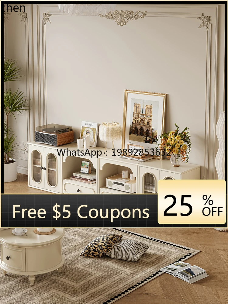 

TV cabinet free combination solid wood floor bookcase display locker