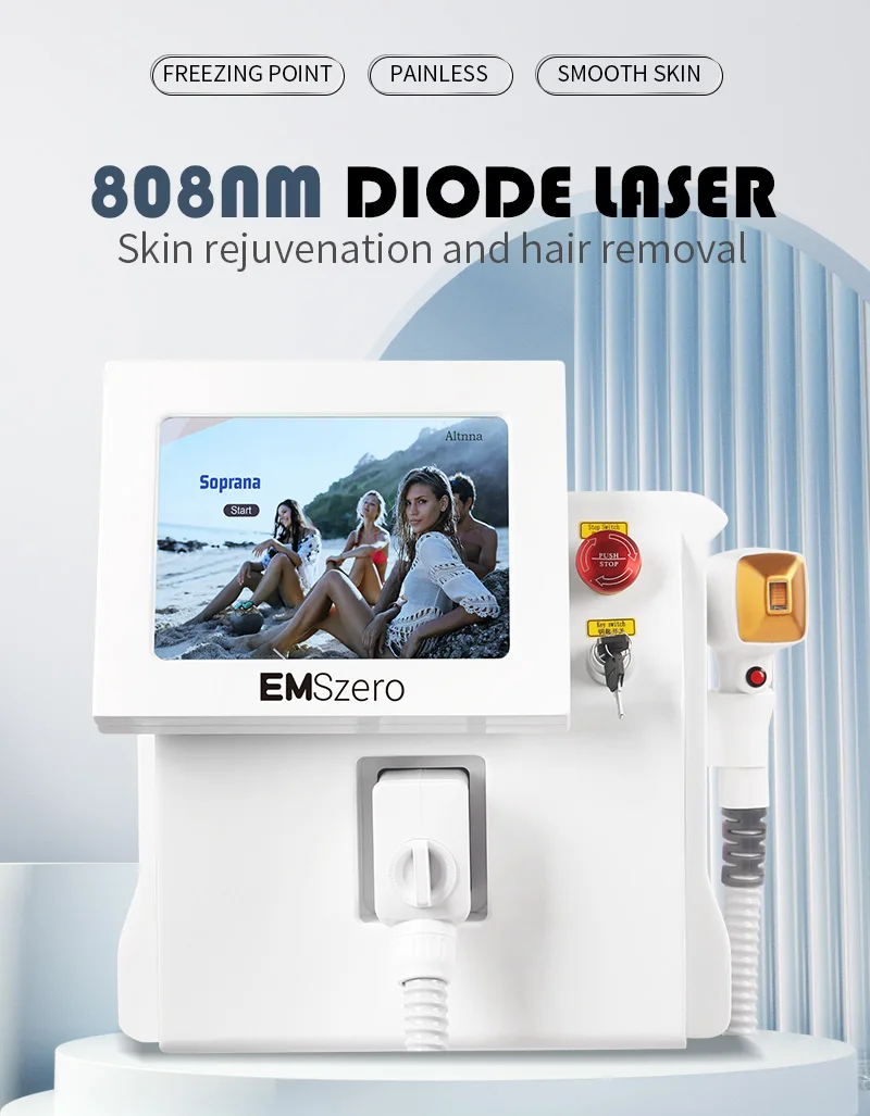 Diode Laser 755 808 1064nm Multi Wavelengths Hair Removal Machine Cooling Head Painless Laser Epilator Face Body Hair Removal