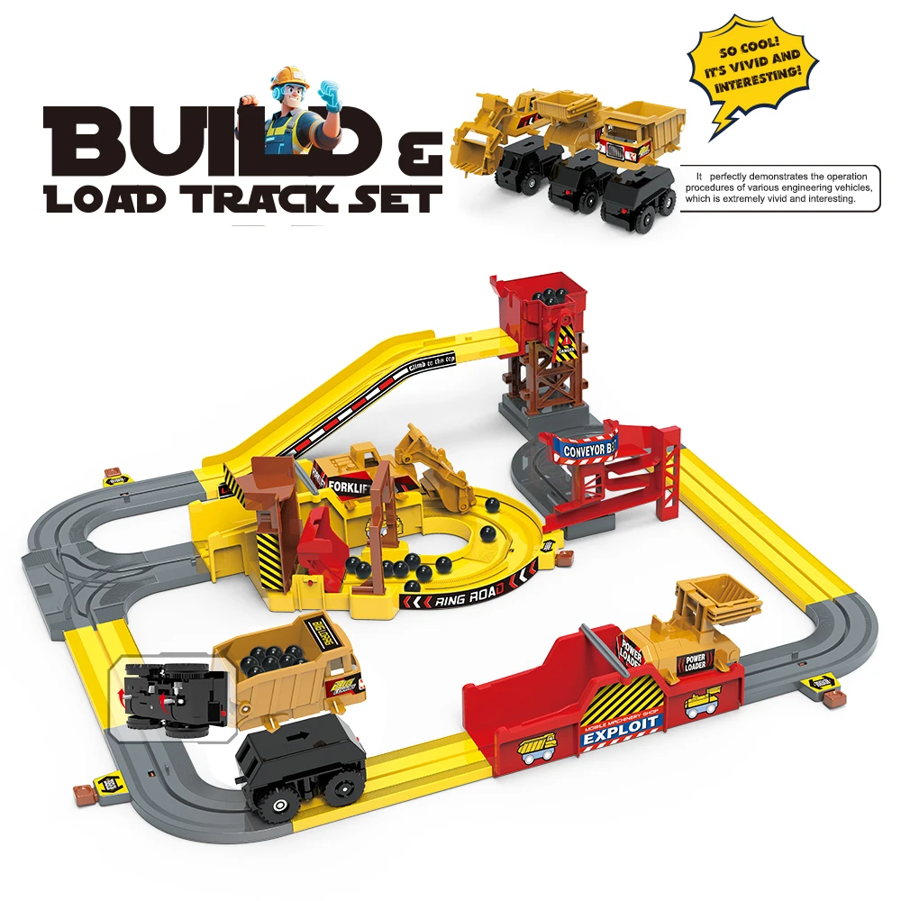 

Инженерная машина, шахтная тележка, приключенческий железнодорожный трек, набор электрических развивающих игрушек, подарок для детей всех возрастов