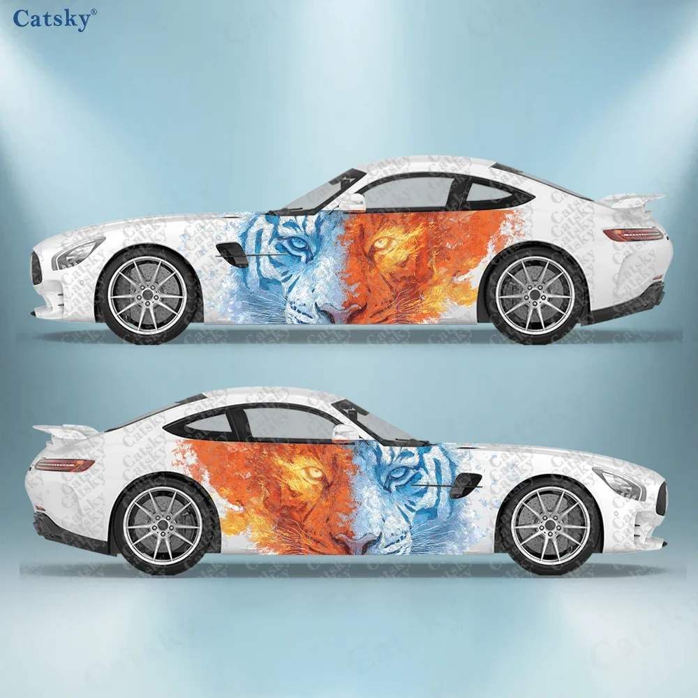 2pcs Icefire tiger stickers, suitable for cars and trucks, durable, fade-resistant, easy to install and remove - Enhance the bea