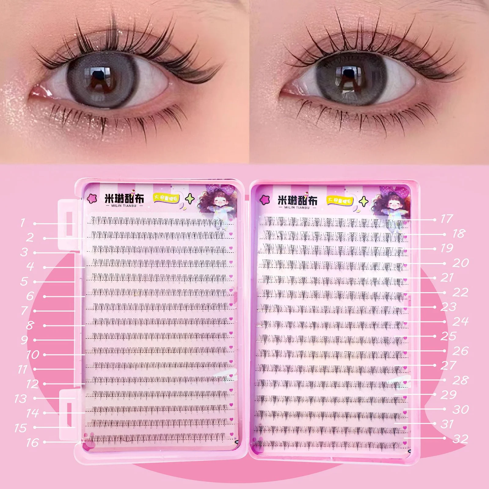 32 Rows Korean Style Fluffy Fa - Eyelash Extension Anime Style ulasan dan harga
