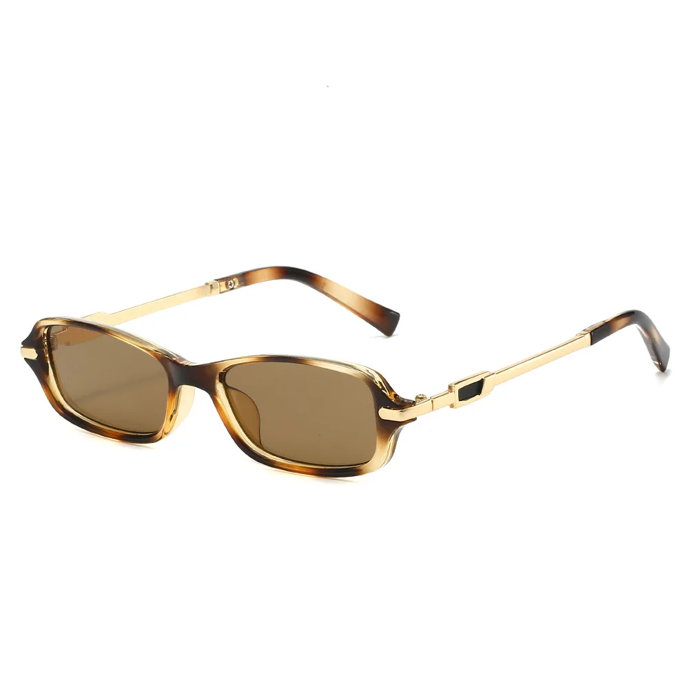 

Retro Tortoise Shell Small Frame Rectangular Women Sunglasses 2025 Brand Leopard Print Leg Design Casual Men Sun Glasses UV400