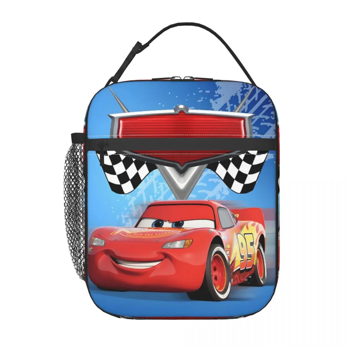 

Custom Classic Lightning McQueen Car Lunch Bag Warm Cooler Insulated Lunch Box for Children School Food Portable Tote Bags