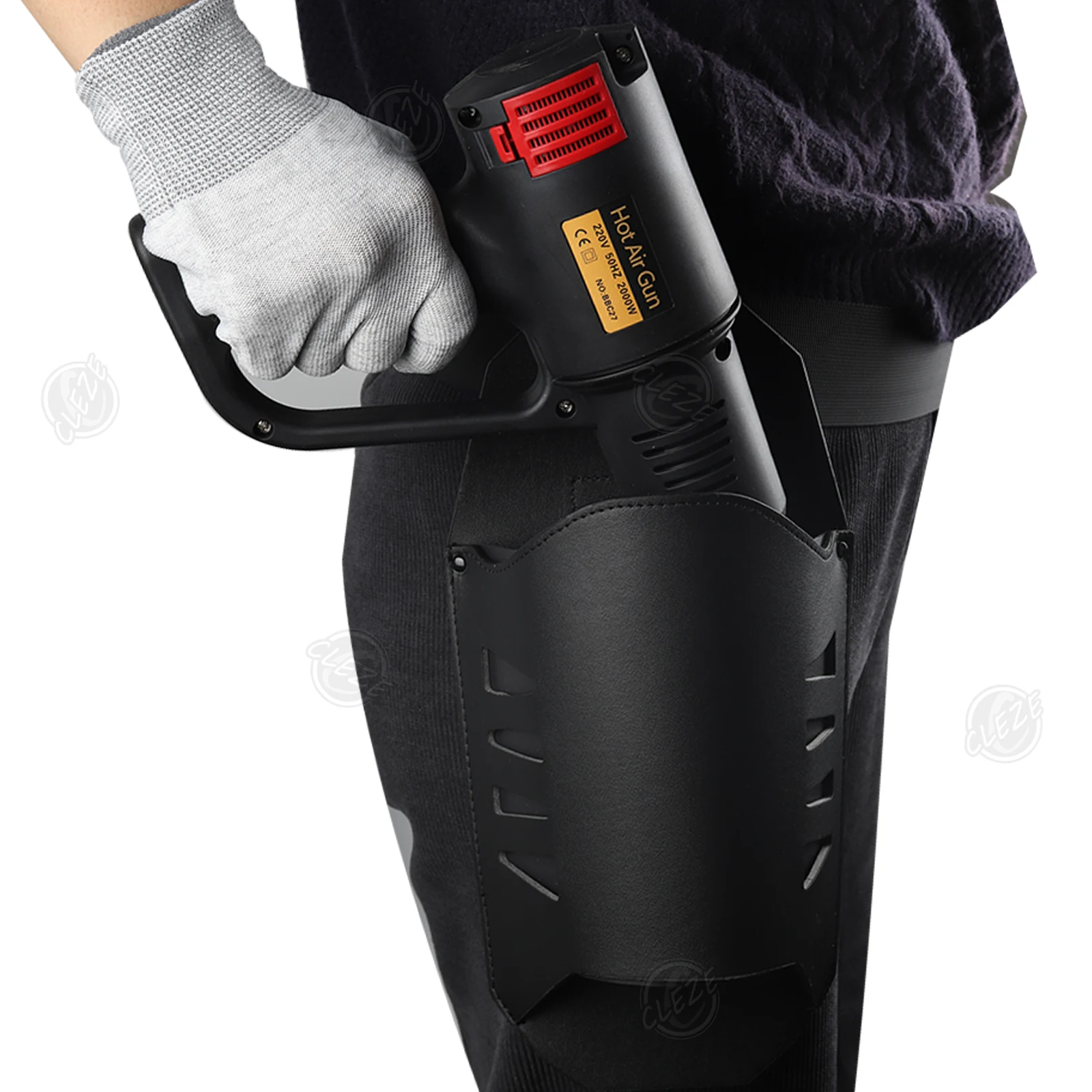 CLEZE Professional Heat Gun Holder for Car PPF Vinyl Wrap Installation Black Belt Mounted Tool Holder Heat Resistant