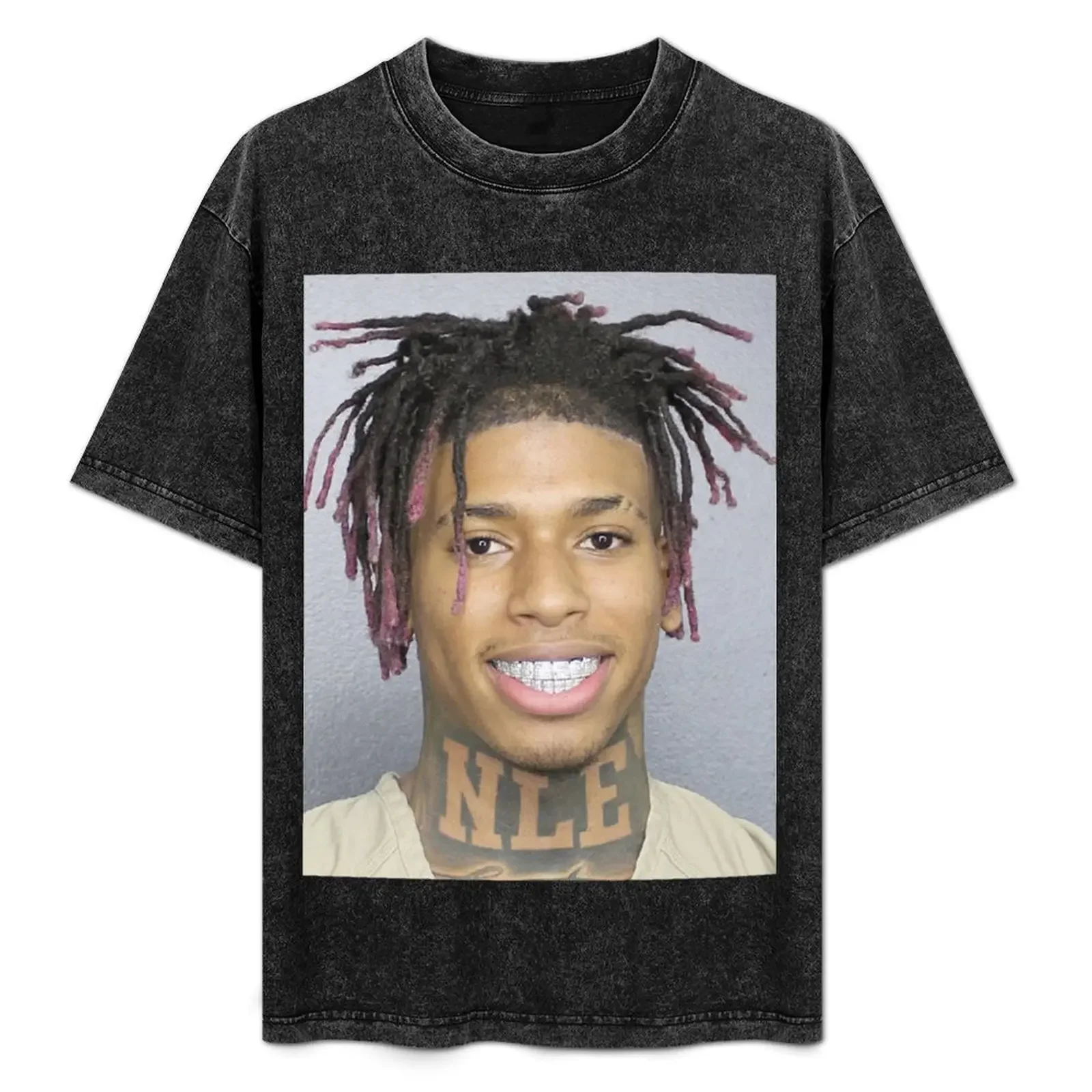 

NLE Choppa Mugshot T-Shirt Big Size Loose Fit Tee Shirt