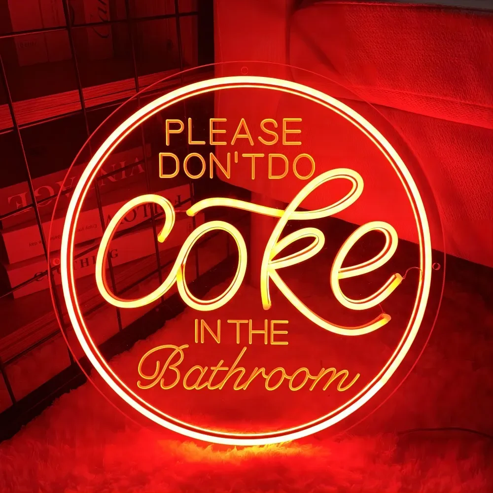 

3D Carve Neon Sign Personalised LED Neon Lights Wall Decoration with Adjustable Switch Please Don't Do Coke in The Bathroom Neon