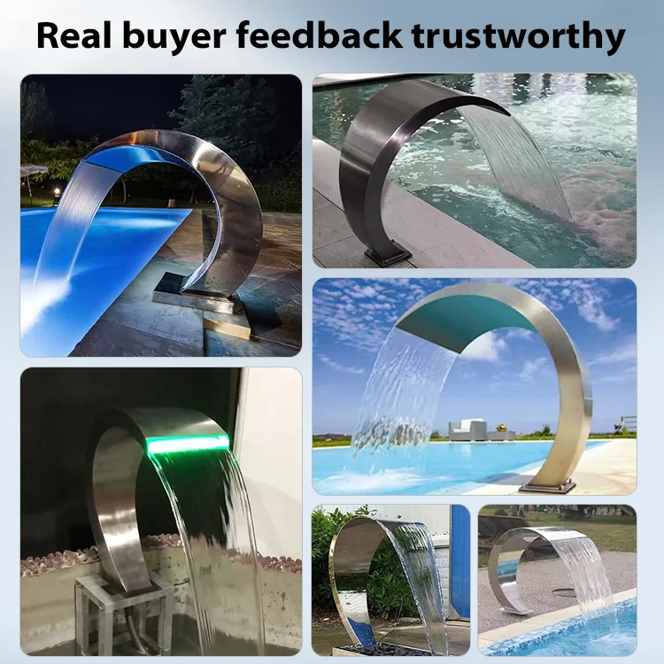 Factory direct supply of stainless steel cascading waterfall fountain, suitable for swimming pool home decoration accessories