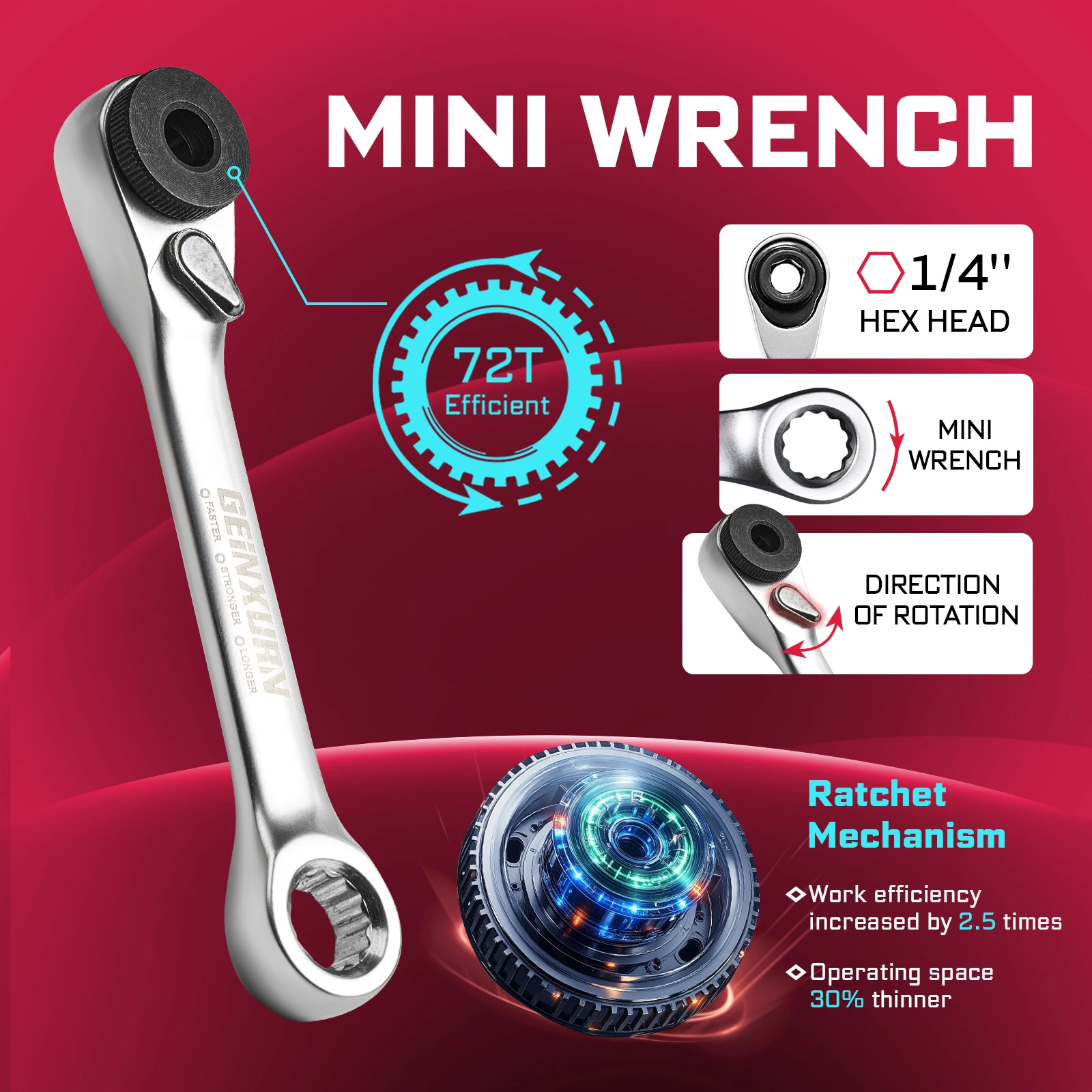 Geinxurn 37PCS EVA Ratchet Wre - Torque Wrench recension och pris