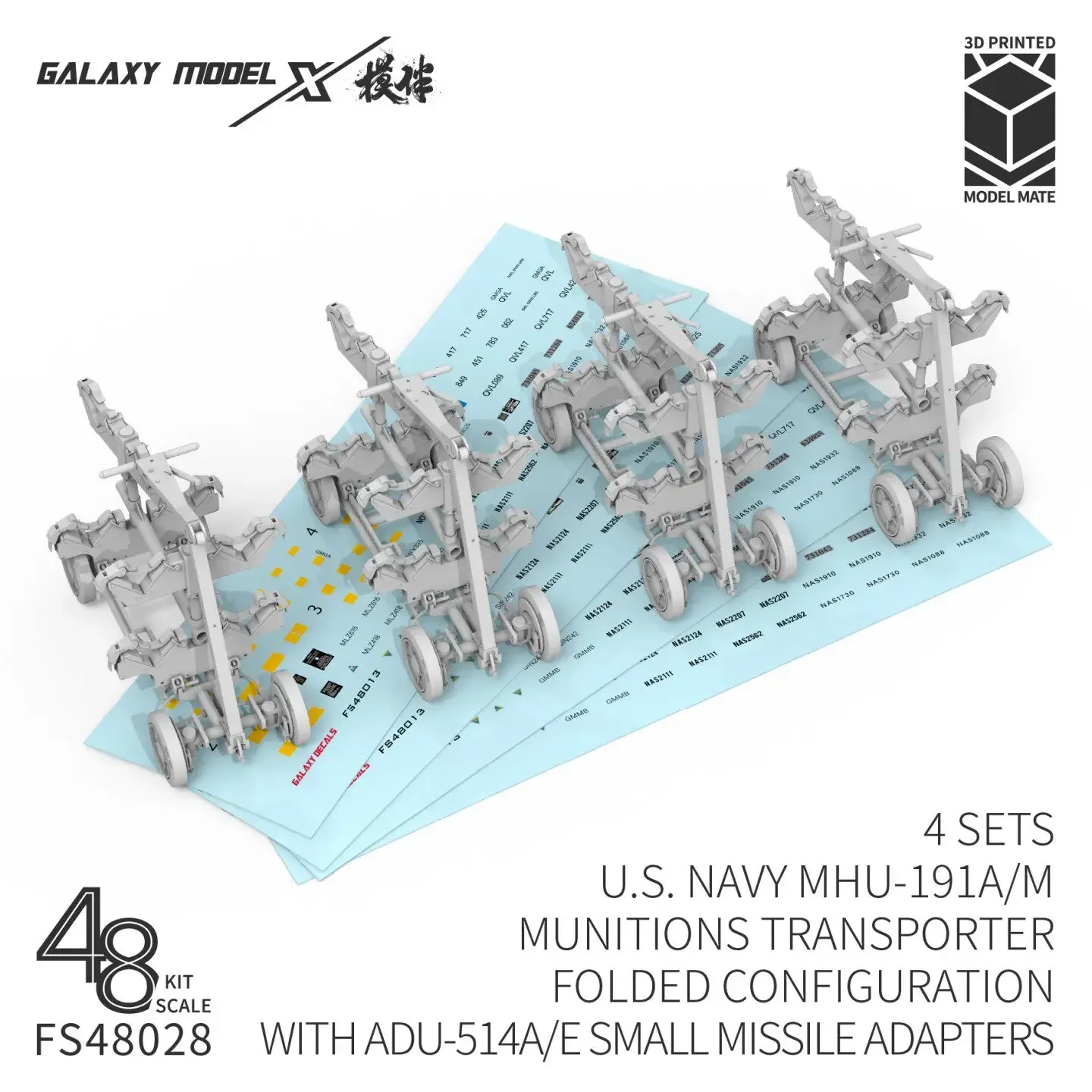Galaxy 1/48 Scale US Navy MHU-191A/M Munitions Transporter Folded Configuration with ADU-514A/E Small Missile Adapters FS48028