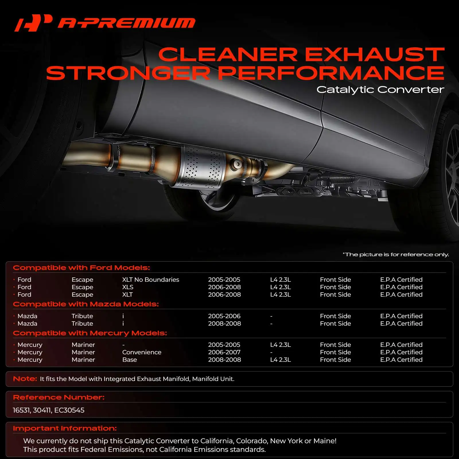 A-Premium Front Catalytic Converter with Integrated Exhaust Manifold for Ford Escape 2005-2008 Mazda Tribute 2005 2006