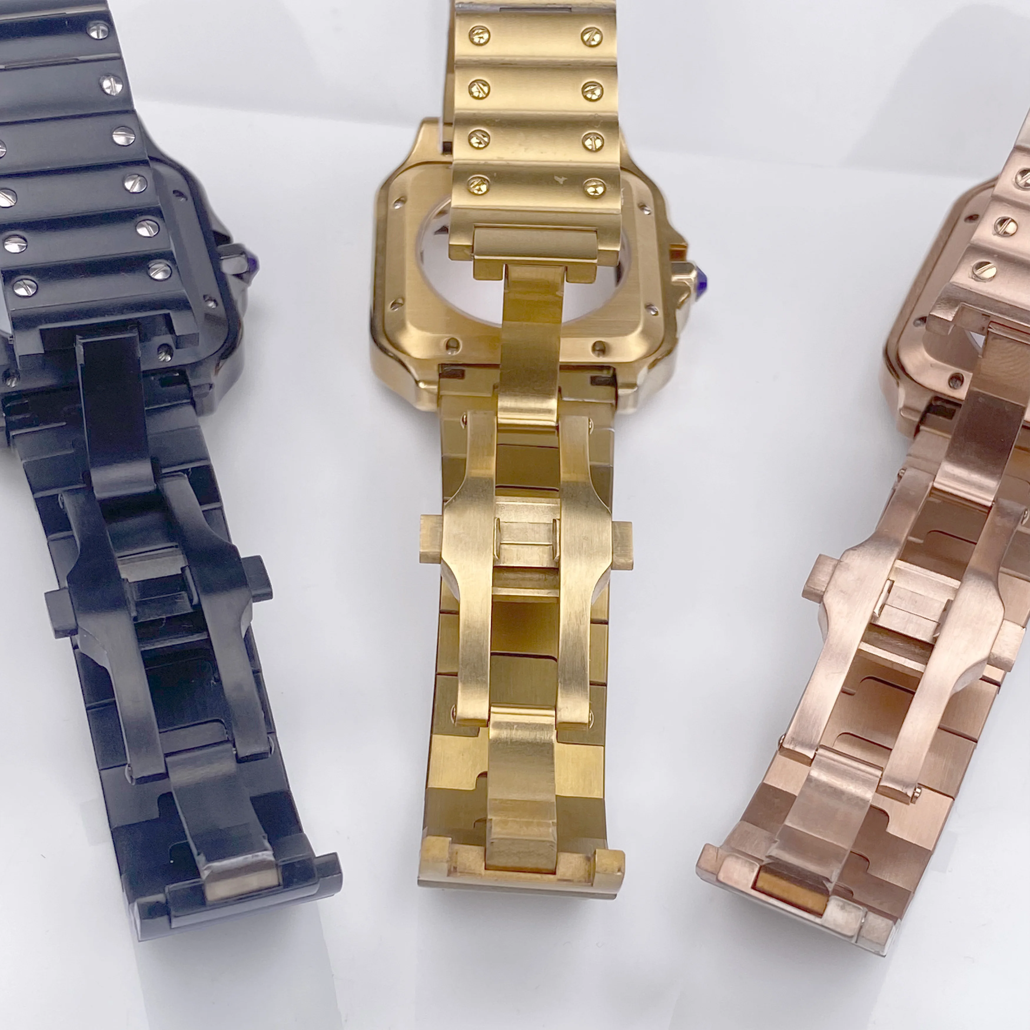 NH35 38 мм квадратный корпус для часов из нержавеющей стали, водонепроницаемый золотой/черный/серебристый корпус для деталей модификации Santos, подходит для механизма NH35