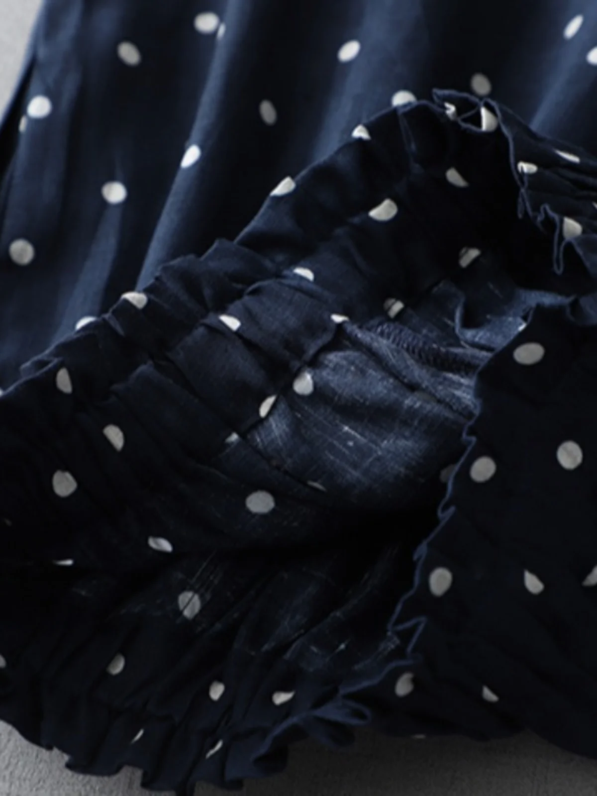 Pantalones informales rectos de lino y algodón con estampado de lunares Retro, pantalones de verano de pierna ancha drapeados de cintura alta para mujer de talla grande