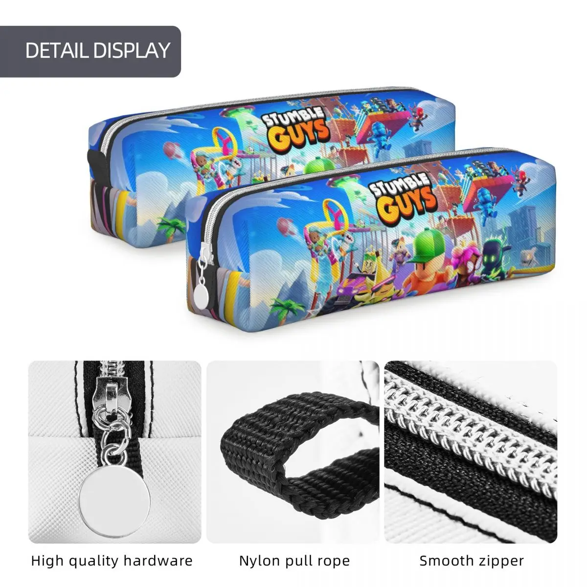 Cute Stumble Guys Pencil Cases Cartoon Game Pencilcases Pen Box Kids Large Storage Bag Students School Zipper Stationery