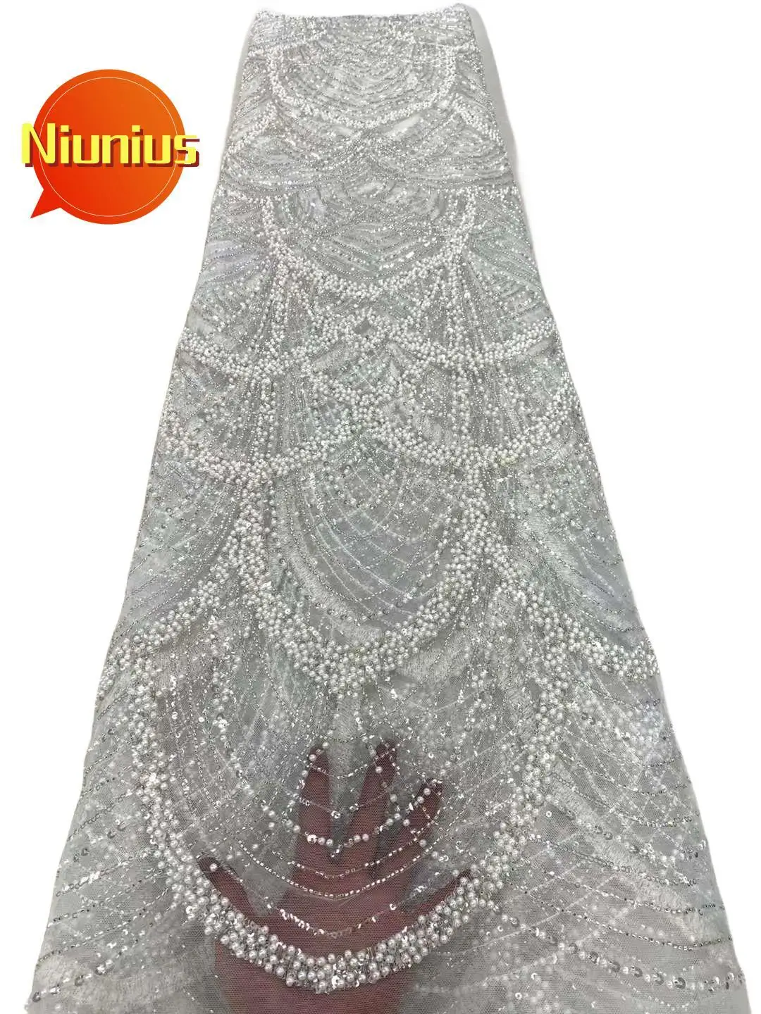 Latest Elegant Classic Pink Best Quality Tulle Lace with Heavior Beads Fabric For Bride Wedding Party Dress NN5688_R