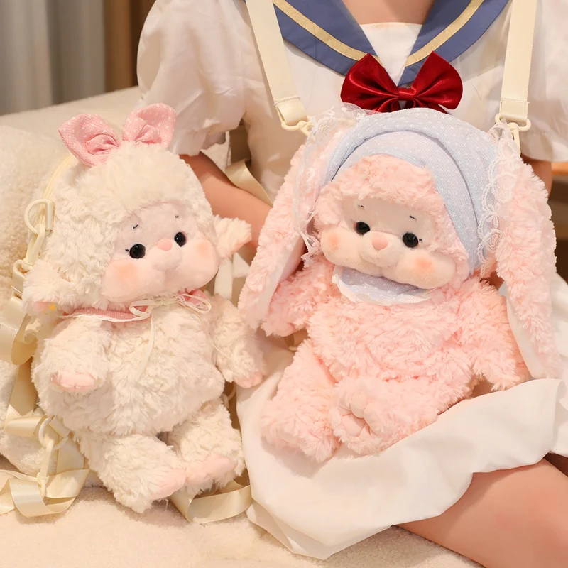 กระเป๋าเป้สะพายไหล่ตุ๊กตาการ์ตูนกระต่ายและแกะ สำหรับเด็กผู้หญิงและเด็กผู้ชาย กระเป๋าเป้ขนาดเล็กน่ารักสำหรับไปโรงเรียน ของขวัญวันเกิด