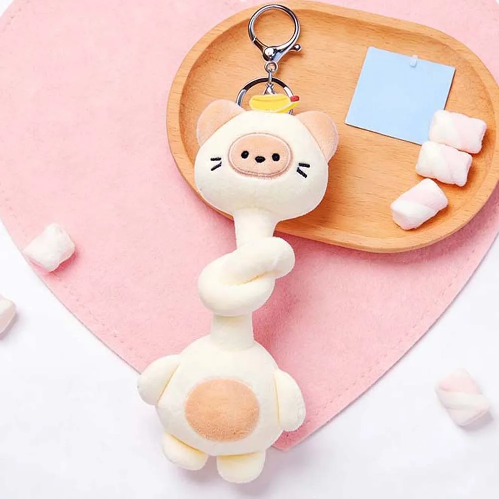 Creative Design Knotted Plush Pendant Ultra-Soft Fabric Flexible Structure Long Neck Stuffed Doll Exquisite Embroidery