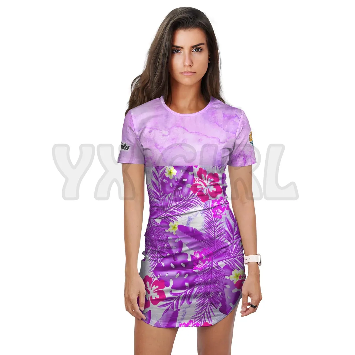 YX GIRL ROBE TSHIRT FLORAL 3D All Over Printed T-SHIRT DRESS Sexy Summer Women Casual Dresses