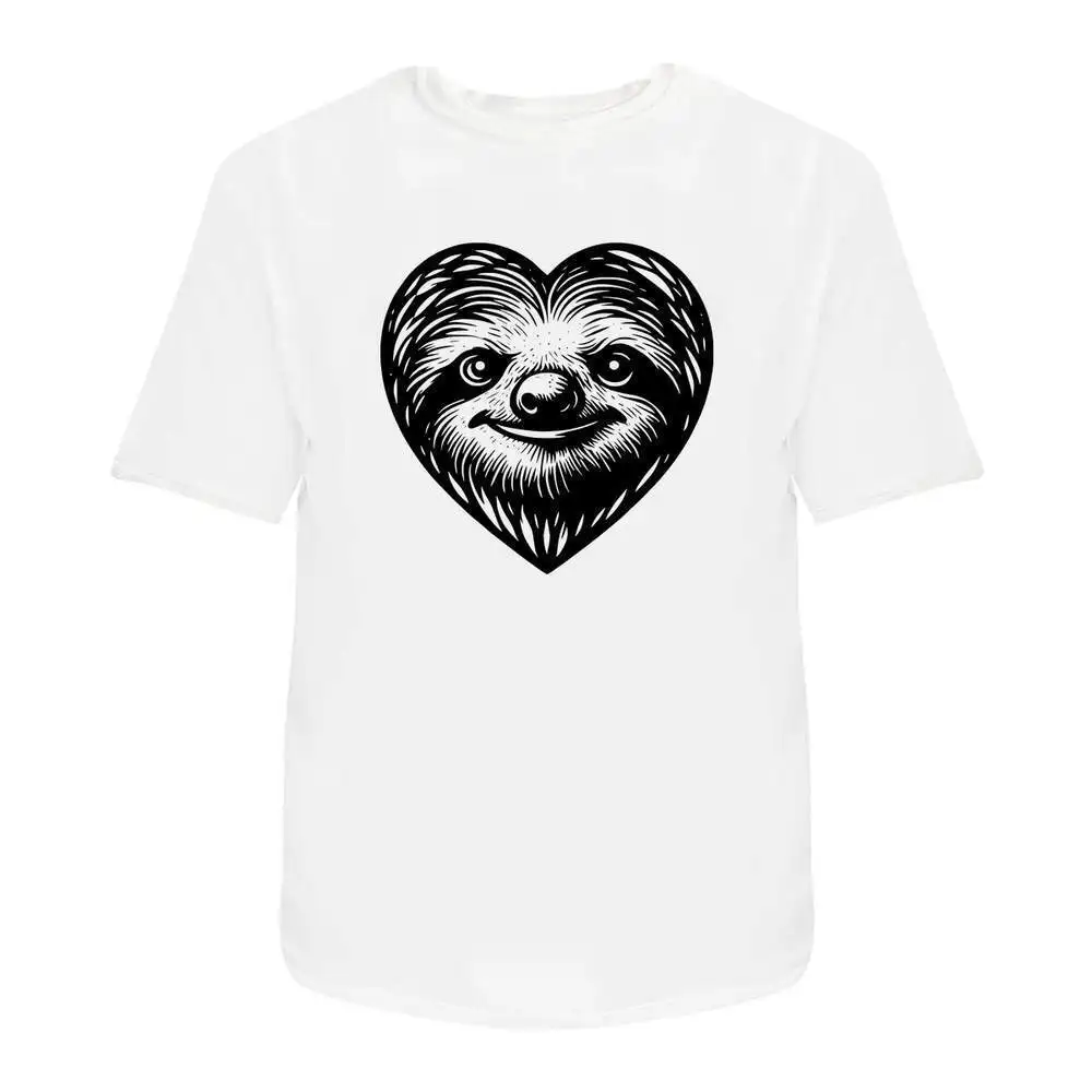 Sloth in a Heart' Cotton T-Shirts   Tees Y2K tops Unisex Summer Short Sleeve