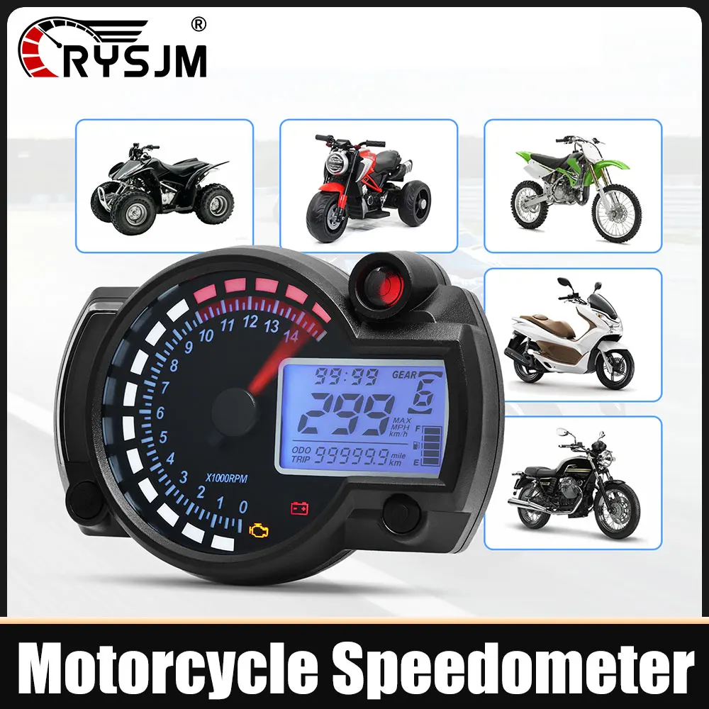 Velocímetro de Motocicleta con Retroiluminación de 7 Colores y 12V, Tacómetro de 0-12000 RPM, Panel de Instrumentos con Odómetro para Honda, Suzuki, Yamaha, Kawasaki