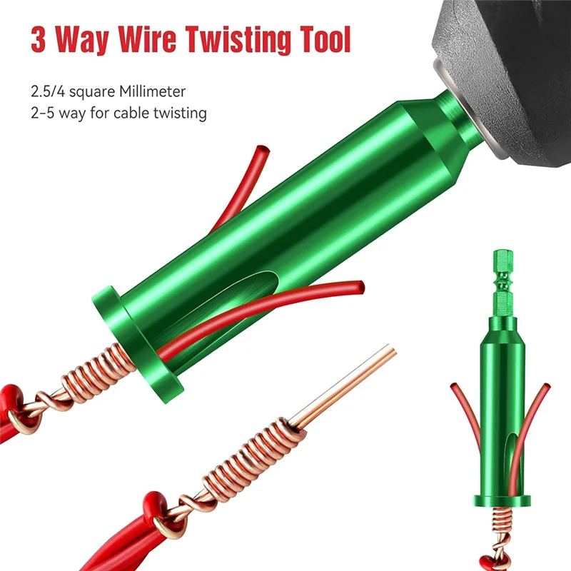 

A96I-3-In-1 Wire Twister And Stripper Set - Metal Construction With 3 And 5-Way Stripping 1/4 Inch Chuck For Power Drills