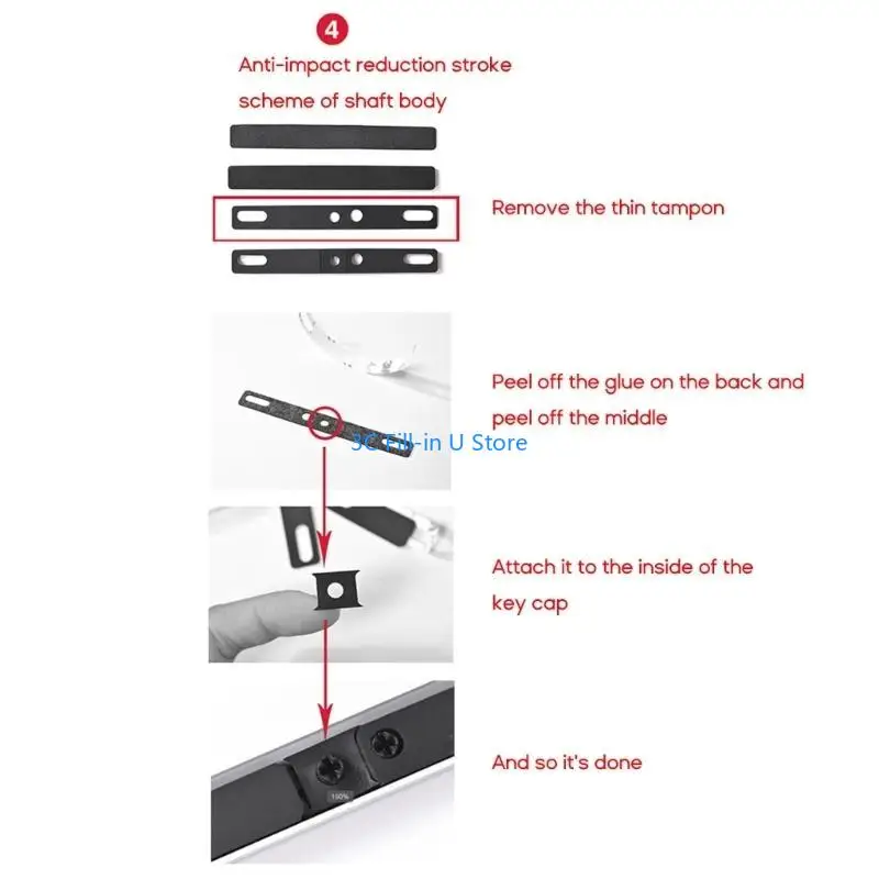 G8TA 4PCS/SET SPACEBAR BAR SOUST Изоляция пена, поглощающий хлопок для DIY Механическую клавиатуру 6.25U 7U.