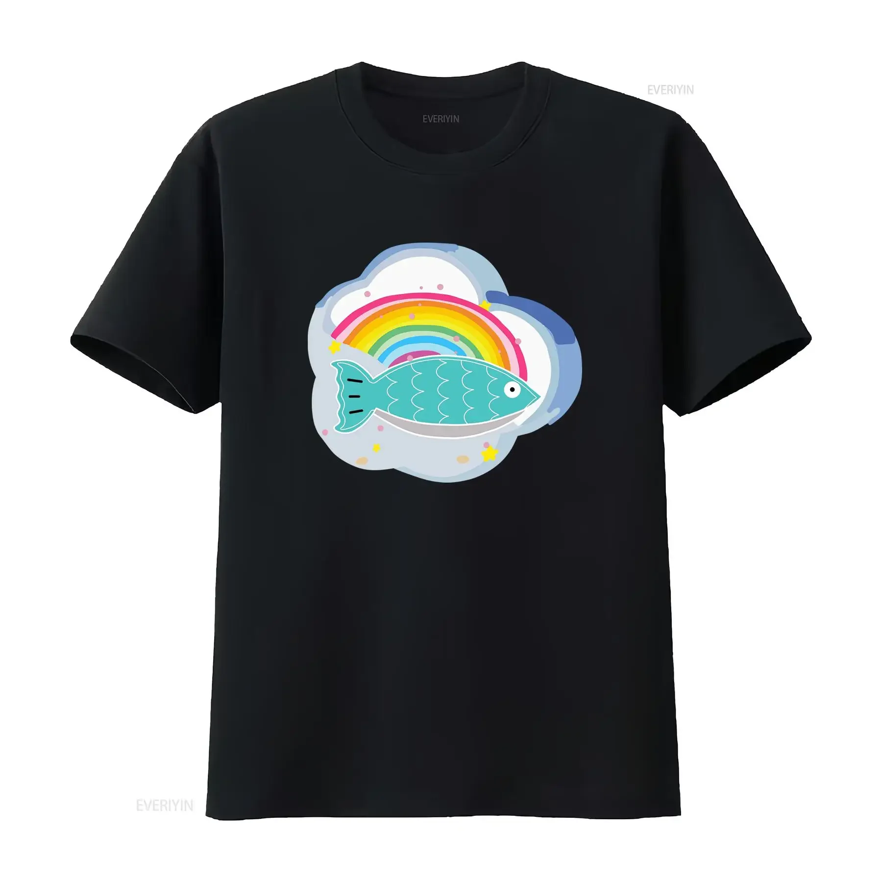 Maglietta Fish Upon The Sky Gmmtv Girocollo casual tessuto leggermente elasticizzato vestibilità regolare stampa vintage