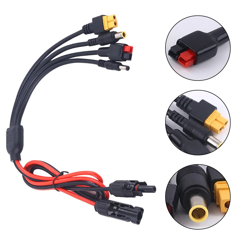 Solar Panel Connector Adapters For Power Station,4-in-1 Solar Panel Charging Cable Kit For Anderson/DC5521/DC7909 Input