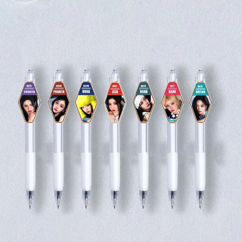 

KPOP Babymonster Gel Pens Ahyeon Chiquita Ruka Asa DRIP Album Photo Print Fanshion Black Ball-point Pen Student Office Supplies