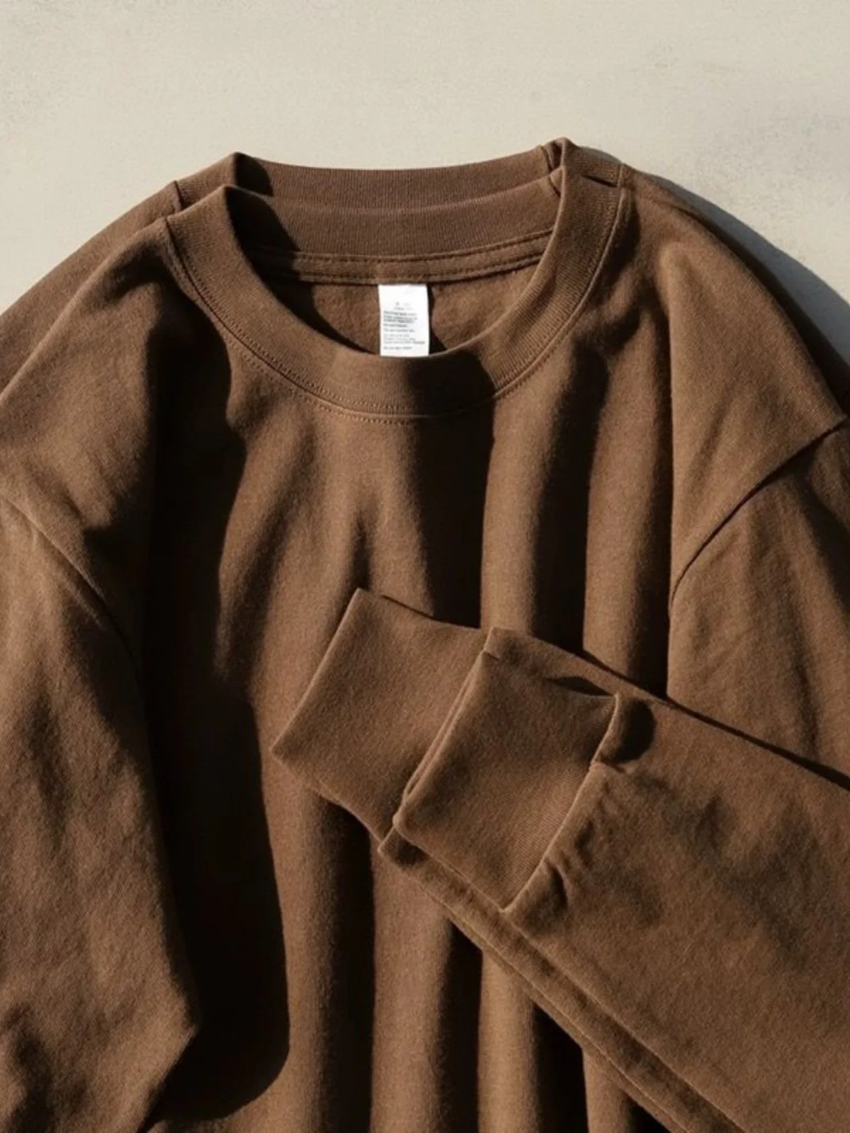 

Heavyweight 300g Cotton Long Sve T-irt Brown round Ne ex Basic Color Base irt for Youth